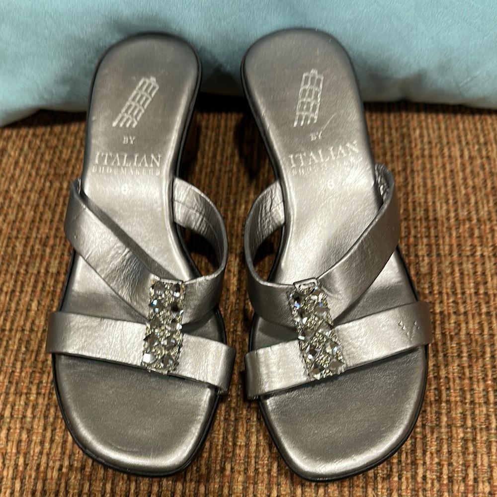 Italian Shoemakers Silver Rhinestone Sandals